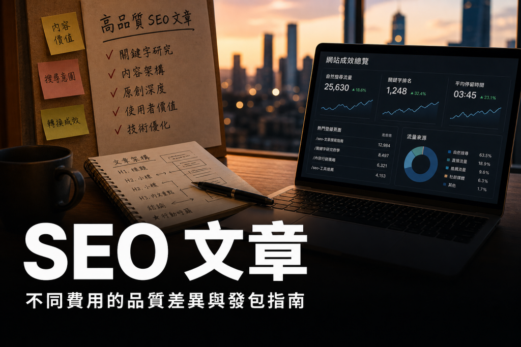 SEO 文章費用與品質行情比較圖