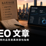 SEO 文章費用與品質行情比較圖